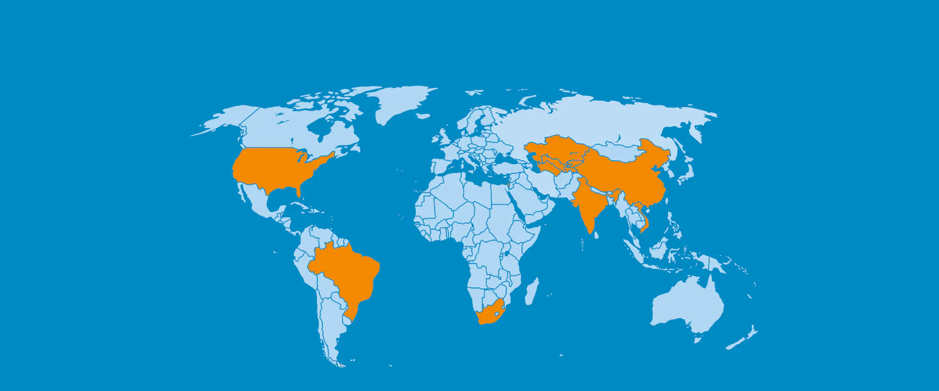 Weltkarte mit markierten Zielmärkten Bildbeschreibung / description: Weltkarte mit markierten Zielmärkten