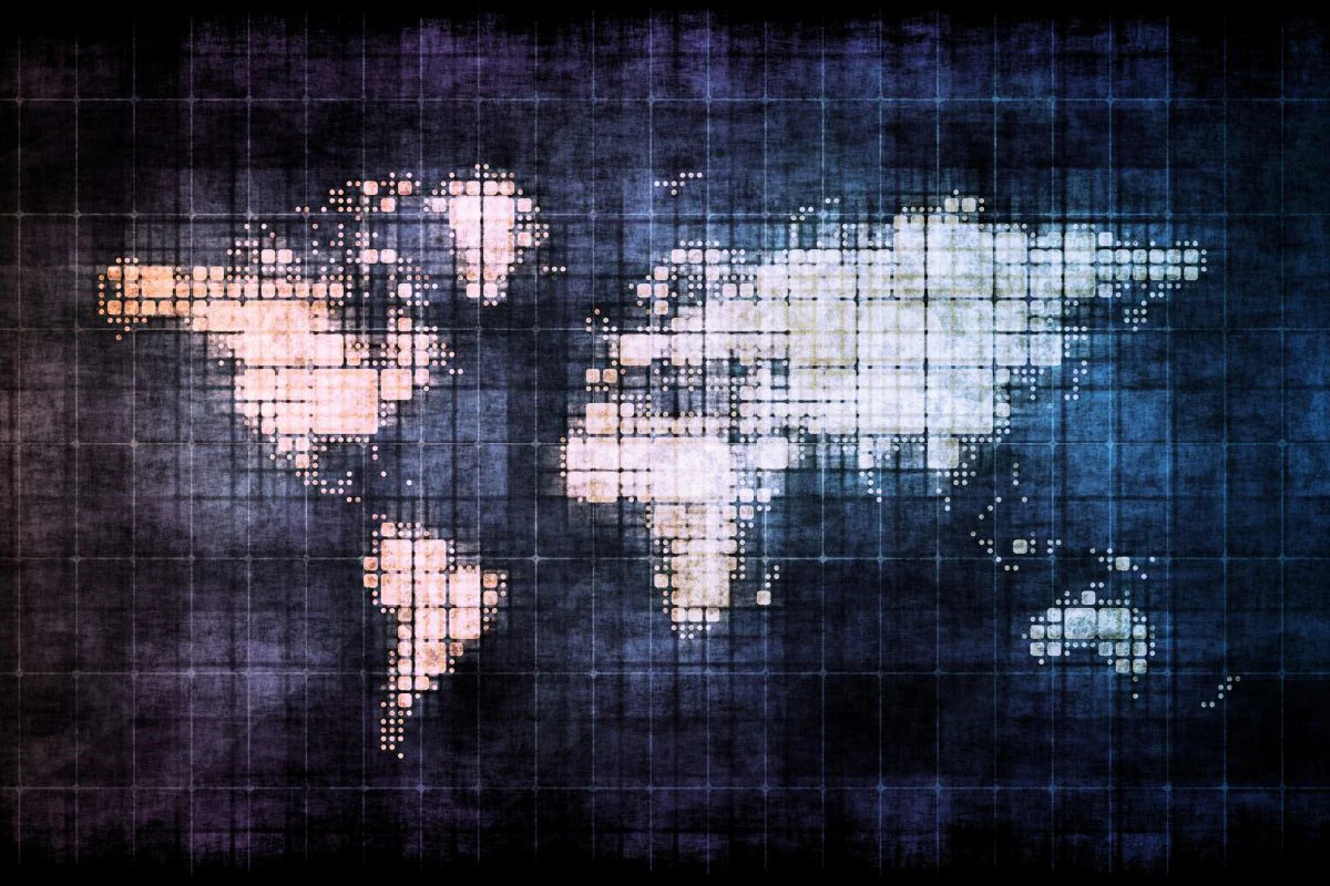 Zersplitterte Welt – geteilt und im Auflösen begriffen – Kartenkonzept