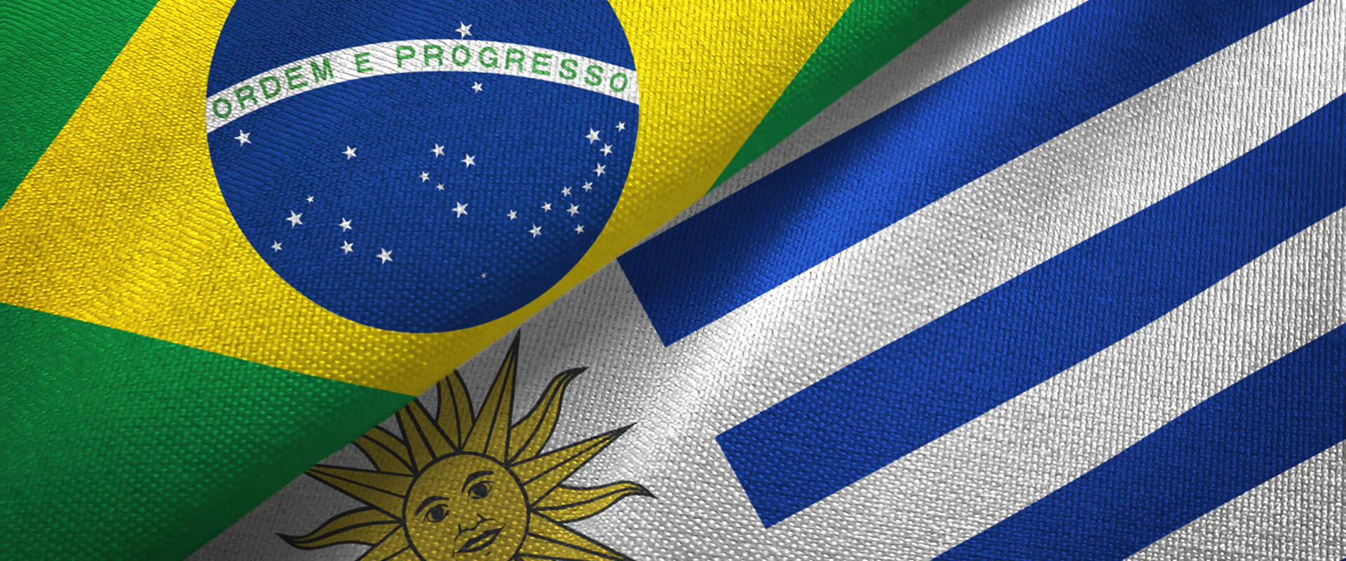 ENTRADA – Ihr Marktzugang für Lateinamerika | Bild: Oleksii Liskonih / istockphoto.com Bildbeschreibung / description: Flagge von Brasilien und Uruguay
