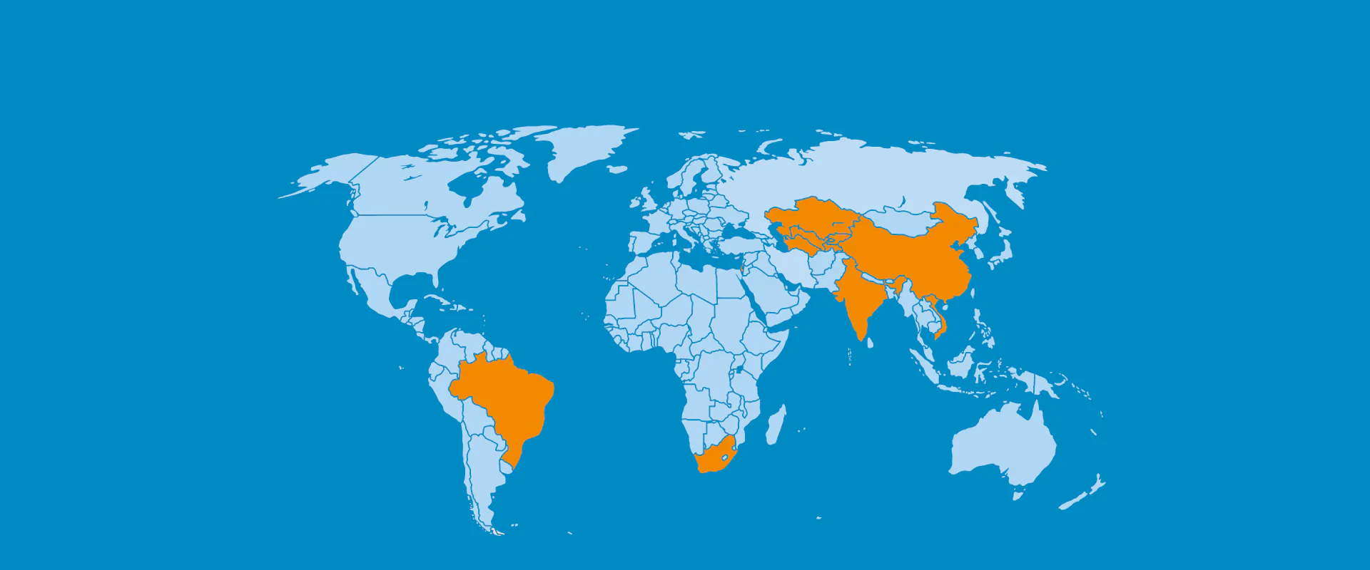 Weltkarte mit markierten Zielmärkten Bildbeschreibung / description: Weltkarte mit markierten Zielmärkten